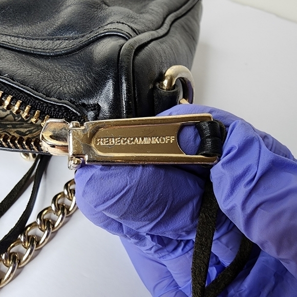 REBECCA MINKOFF Crossbody Mini MAC Black with Gold Chain Leather Purse - Picture 17 of 17